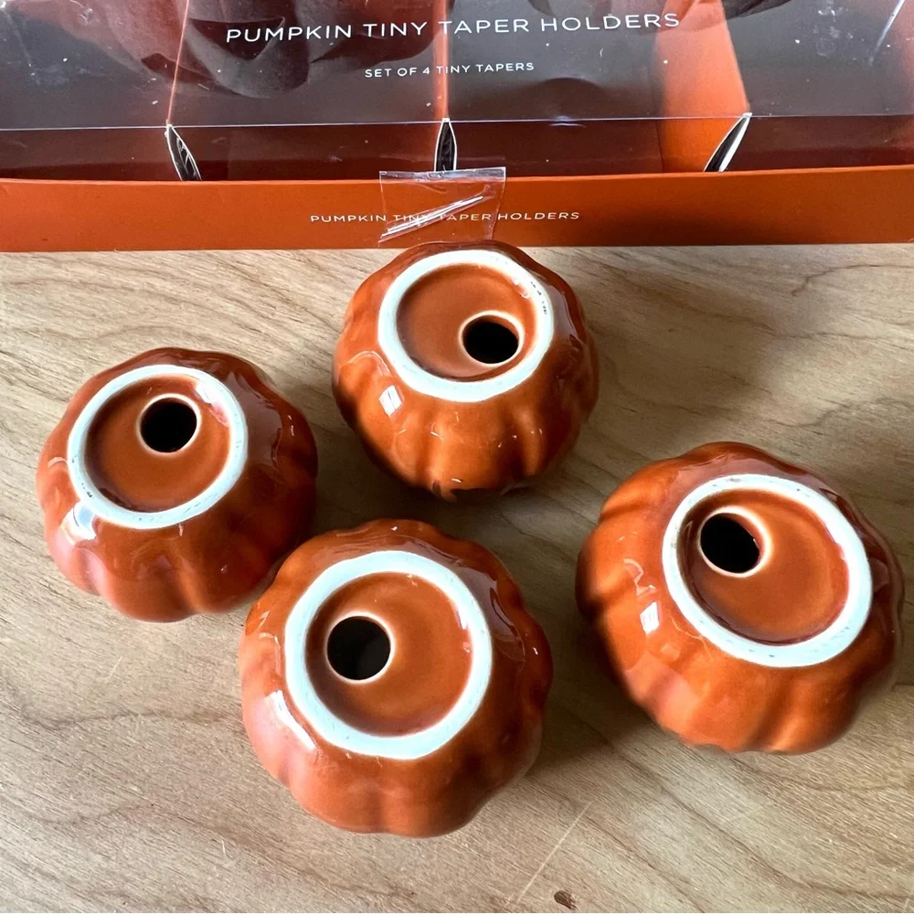 Williams Sonoma Pumpkin Tiny Taper Holders, Crofton Mug